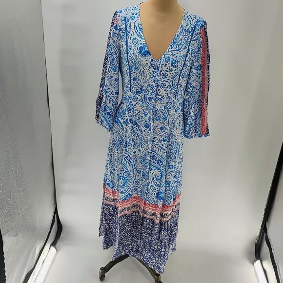ZARA WOMAN PRINTED TUNIC DRESS Blue / White| 8131/413 geometric print boho - Picture 5 of 14
